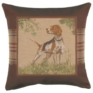 Alexandre Francois Dog Pointer Tapestry Pillow Cover 19x19 Inch Cotton Jacquard Woven Cushion Cover