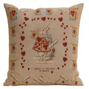 John Tenniel Heart Rabbit Tapestry Pillow Cover 19x19 Inch Cotton Jacquard Woven Cushion Cover