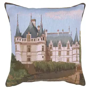 Castle Azay French Tapestry Pillow Cover 19x19 Inch Cotton Jacquard Woven Cushion Cover
