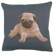 Puppy Pug Blue European Cushion Cover