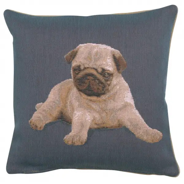 Puppy Pug Blue European Cushion Cover