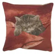 Sleeping Cat Red II European Cushion Cover