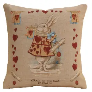 John Tenniel Heart Rabbit Tapestry Pillow Cover 14x14 Inch Cotton Jacquard Woven Cushion Cover