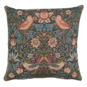 Birds Face to Face Medieval Tapestry Pillow Cover 14x14 European Cotton Jacquard Woven Cushion Cover