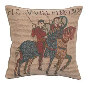 Bayeux Horseriders Tapestry Pillow Cover 14x14 Inch Cotton Jacquard Woven Cushion Cover