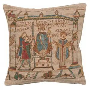 Bayeux Cathedral Tapestry Pillow Cover 14x14 Inch Cotton Jacquard Woven Cushion Cover