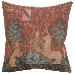 Medieval The Sight Small Tapestry Pillow Cover 14x14 Inch Cotton Jacquard Woven Cushion Cover