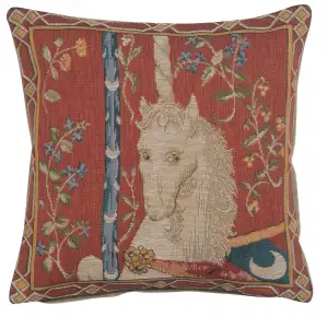 Medieval The Unicorn Tapestry Pillow Cover 14x14 Inch Cotton Jacquard Woven Cushion Cover