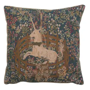 Medieval Licorne Captive  Tapestry Pillow Cover 14x14 Inch Cotton Jacquard Woven Cushion Cover