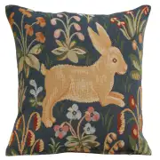 Running Rabbit in Blue European Cushion Cover