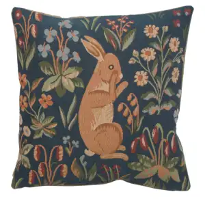 William Morris Rabbit Standing Tapestry Pillow Cover 14x14 Inch Cotton Jacquard Woven Cushion Cover