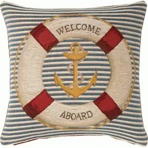 Life's Belt French Tapestry Pillow Cover 14x14 Inch Cotton Jacquard Woven Cushion Cover