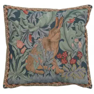 Rabbit Facing Right Medieval Tapestry Pillow Cover 19x19 inch European Cotton Jacquard Woven Cushion Cover