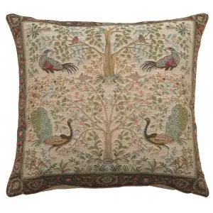 Cream Tree French Tapestry Pillow Cover 19x19 inch Cotton Jacquard Woven Cushion Cover