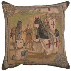 Templar's French Tapestry Pillow Cover 19x19 Inch Cotton Jacquard Woven Cushion Cover