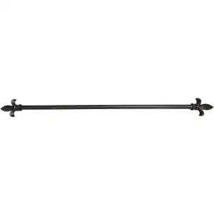 Fleur de Lys Antique Black Adjustable Tapestry Hanging Rod 28-48 Inch Decorative Wall Hardware