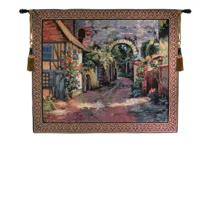 Peaceful European Alley Tapestry Wall Hanging 41x53 Inch Cotton Jacquard Woven Wall Tapestry