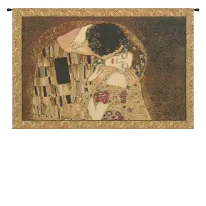 The Kiss by Klimt European Tapestries 18x26 Gustav Klimt Art Nouveau Romantic Jacquard Woven Wall Hanging Home Decor