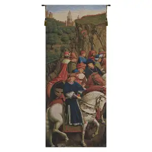 Jan van Eyck Just Judges Medieval Tapestry Wall Hanging 32 x 14 in Ghent Altarpiece Renaissance Jacquard Woven Wall Art