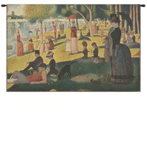 Georges-Pierre Seurat Sunday Afternoon European Tapestry Wall Hanging 27x39 Inch Cotton Jacquard Woven Wall Tapestry