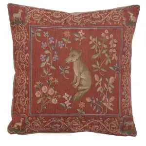 Medieval Fox Tapestry Pillow Cover 19x19 Inch Cotton Jacquard Woven Cushion Cover