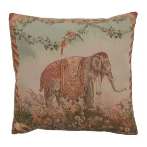 Jean Baptiste Huet Elephant I French Tapestry Pillow Cover 19x19 Inch Cotton Jacquard Woven Cushion Cover