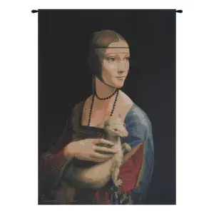 Dame à l'Hermine European Tapestry Wall Hanging 28x20 Inch Cotton Jacquard Woven Wall Tapestry