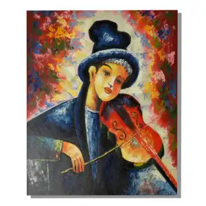 Violin Music Canvas Oil Painting 24x20 Musical Still Life Decorative Wall Art Home Decor