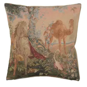 Jean Baptiste Huet Cheval Drape I French Tapestry Pillow Cover 19x19 Inch Cotton Jacquard Woven Cushion Cover