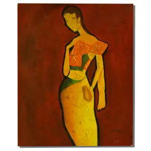 Sad Woman Canvas Oil Painting 24x20 Figurative Portrait Contemporary Decorative Wall Art Home Decor