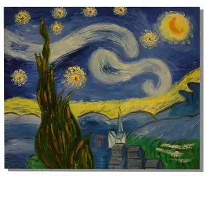 Starry Night I Canvas Oil Painting 20x24 Celestial Night Landscape Decorative Wall Art Home Decor