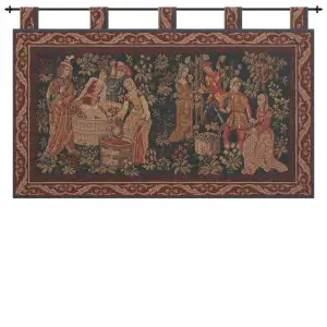 Le Vin Et la Vigne French Tapestry 22x40 Wine Vineyard Grapes Jacquard Woven Wall Hanging French Country Decor