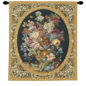 Frame of Flowers European Tapestry Wall Hanging 30x26 Inch Cotton Jacquard Woven Wall Tapestry