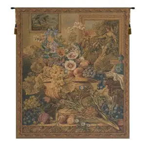Bouquet and Frames Belgian Tapestry Wall Hanging 31x26 Inch Cotton Jacquard Woven Wall Tapestry