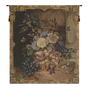 Frame of Flowers Belgian Tapestry Wall Hanging 31x26 Inch Cotton Jacquard Woven Wall Tapestry