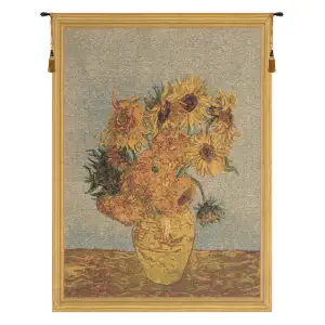 Vincent van Gogh Sunflowers European Tapestry Wall Hanging 24x18 Inch Cotton Jacquard Woven Wall Tapestry