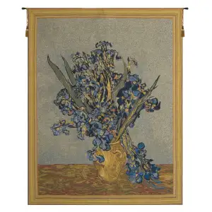 Vincent van Gogh Vase with Irises European Tapestry Wall Hanging 40x28 Inch Cotton Jacquard Woven Wall Tapestry