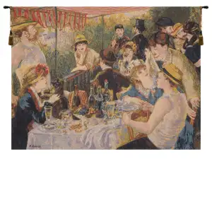 Pierre-Auguste Renoir Luncheon of the Boating Party European Tapestry Wall Hanging 19x27 Inch Cotton Jacquard Woven Wall Tapestry