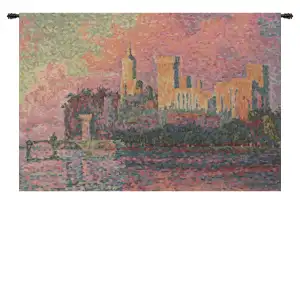 Paul Signac Chateau des Papes European Tapestry Wall Hanging 20x28 Inch Cotton Jacquard Woven Wall Tapestry