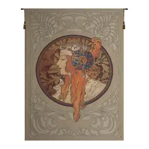 Alphonse Mucha Rousse Byzantine European Tapestry Wall Hanging 56x38 Inch Cotton Jacquard Woven Wall Tapestry