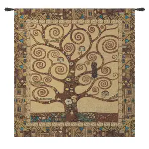 Gustav Klimt Stoclet Tree Vintage Tapestry Wall Hanging 25 x 28 in Art Nouveau Tree of Life Jacquard Woven Wall Art