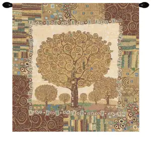 New Tree of Life by Klimt Belgian Tapestry Wall Hanging 28x28 Gustav Klimt Art Nouveau Botanical Jacquard Woven Wall Art