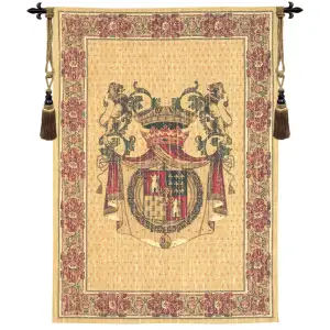 Tours Blason Belgian Tapestry Wall Hanging 80x56 Heraldic Coat of Arms Medieval Crest Jacquard Woven Wall Art Home Decor