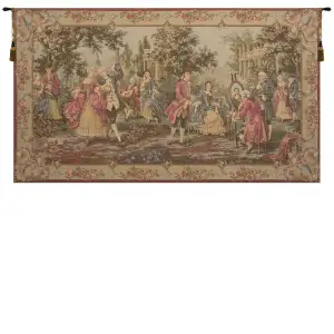 Society in the Park Right European Wallhanging 26x46 Francois Boucher Rococo Garden Scene Jacquard Woven Wall Tapestry Home Decor