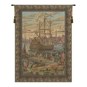Francesco Guardi The Galleon Italian Tapestry Wall Hanging 45x34 Inch Cotton Jacquard Woven Wall Tapestry