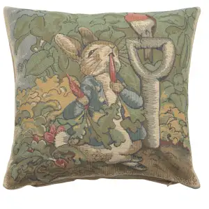 Beatrix Potter Peter Rabbit Tapestry Pillow Cover 14x14 Inch Cotton Jacquard Woven Cushion Cover