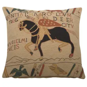 Bayeux Horse European Tapestry Pillow Cover 14x14 Inch Cotton Viscose Polyester Cushion Cover
