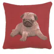 Puppy Pug Red European Cushion Cover