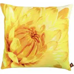 Close Up Light Yellow Dahlias French Tapestry Pillow Cover  18x18 Inch Cotton Jacquard Woven Cushion Cover