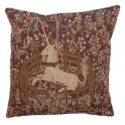 Licorne Captive In Red I European Cushion Cover